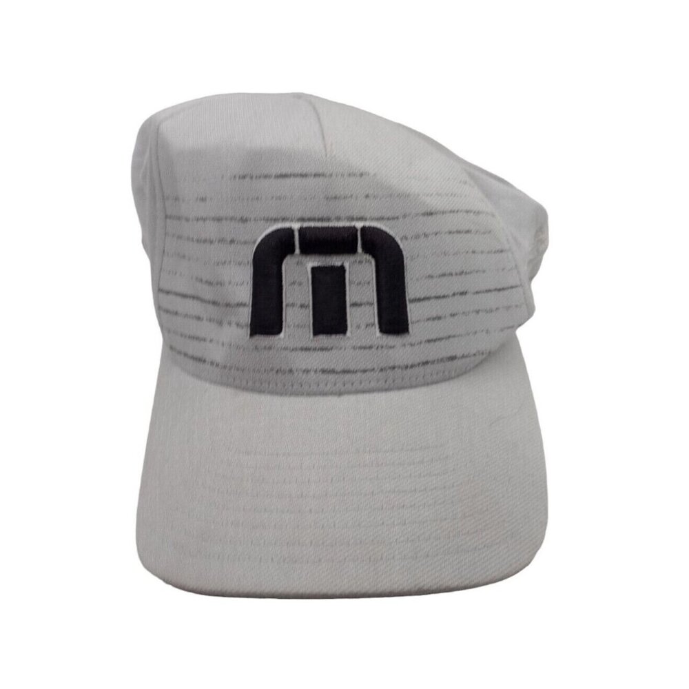 Travis Mathews Yupoong 110 OneTen Flexfit Gray Stripes‎ Snapback Hat Cap EUC